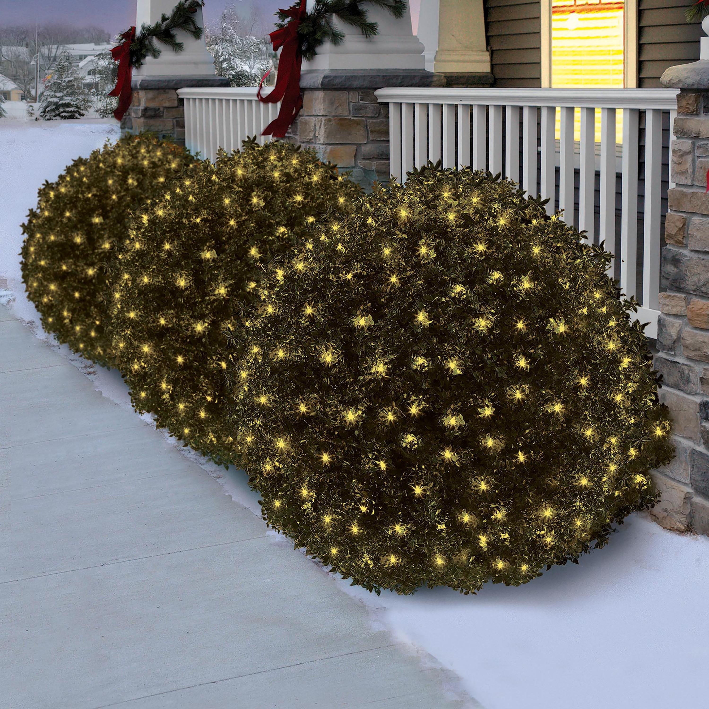 Indoor/Outdoor 160-Count LED 8-Function Sync Christmas Net Lights, Warm White, Green Wire, 6' x 4', by Holiday Time