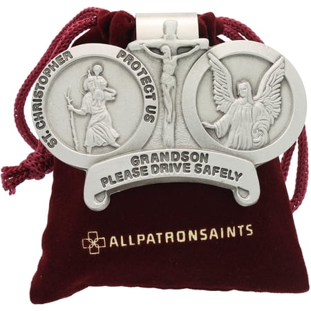 Drive Safe Card All Patron Saints St Christopher Grandson Drive Safely Auto Visor Clip ...