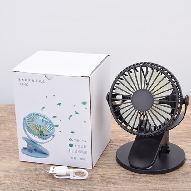 Matsuzay Ventilador de mesa, miniventiladores portátiles de bajo ruido, rotación de 360 grados, recargable por USB, refrigeración por aire para Electrodomésticos Negro Matsuzay HA3468-01B