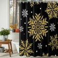thumbnail image 3 of Christmas Gold Snowflake Shower Curtains for Bathroom, Winter Xmas Black Background Waterproof Fabric Shower Curtain for Bathroom Bathtub Decoration, Machine Washable, 72"x72", 3 of 9