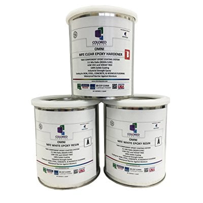 Coloredepoxies 10013 White Epoxy Resin Coating Made with Beautiful and Vibrant Pigments, 100% solids, For Garage Floors, Basements, Concrete and Plywood. 3 Quart