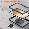 thumbnail image 5 of Dteck Case for Samsung Galaxy Tab A9 Case 8.7 Inch 2023, Heavy Duty Rugged Drop Protection Impact Resistant Shockproof Cover with Rotating Stand, Hand/Shoulder Strap,Black + Clear, 5 of 7