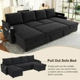 thumbnail image 4 of Harper & Bright Designs Sectional Sofa with Pull Out Bed, Convertible Sofa Sleeper with Storage Ottoman, Corduroy U-shaped Sectional Sofa with USB and Cup Holders , Black, 4 of 18