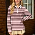thumbnail image 6 of SERTGUTR Girls Striped Half Zip Shirt, Long Sleeve Turn Down Collar Top, Loose Casual School Uniform Shirt, Everyday Outdoor Daily Shirt, 6 of 9