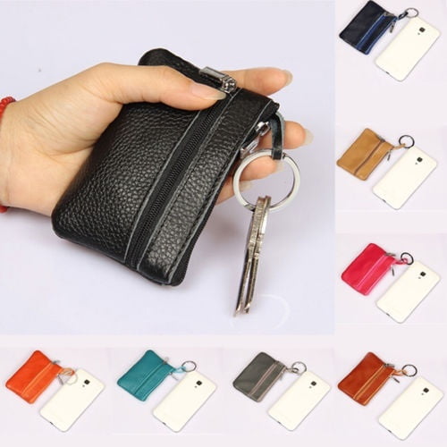 Women Men Leather Coin Purse Wallet Clutch Key Holder Zipper Small Change Soft Bag Mini Bag