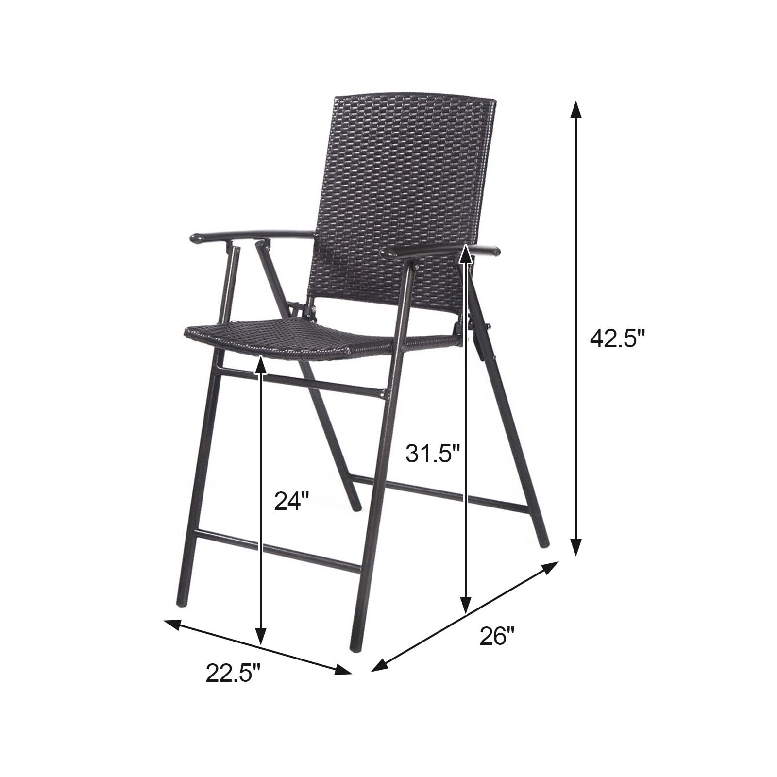 Patiojoy Rattan Folding Chair Wicker Patio Furniture Set of 4 Outdoor & Indoor