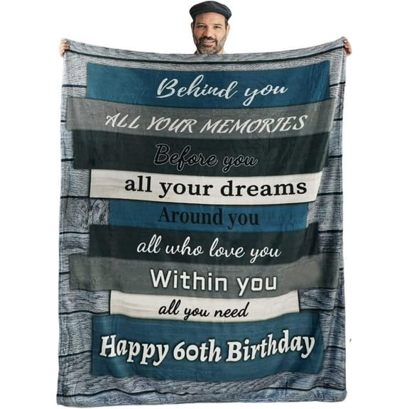 60th Birthday Gift Ideas Blanket, Happy 60th Birthday Gifts for Men Women, 60 Year Old Gifts for Women, 1962 Birthday Gifts for Men, 60 Birthday Gifts for Dad Mom, Birthday Blanket for Women 60"×50"