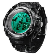 Men Boys Sports Diving Watch 100m Underwater 10 ATM Waterproof Swimming Watch with Stopwatch, Chronograph, Alarm, Calendar, Timer Countdown and Dual Time Zone Display