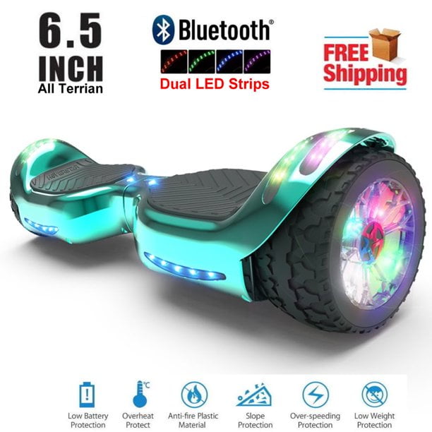 tomar el pelo étnico Conquista Hoverboard All-Terrain LED Flash Wide All Terrian Wheel with Bluetooth  Speaker Dual LED Light Self Balancing Wheel Electric Scooter Chrome Gold -  Walmart.com