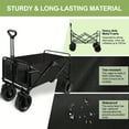 thumbnail image 7 of Heavy Duty Carriage Foldable Folding Car - Portable Utility Wagon With All Terrain Wheels - Can Load 450/250/150 Pounds - Utility Truck Outdoor Wide Camping Beach, Fishing, Camping, Shopping, Black, 7 of 7