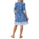 thumbnail image 3 of Vestidos florales para mujer INSPIRE CHIC con escote en V, manga 3/4, cintura con cordón, vestido bohemio casual de verano con bolsillos en S azul, 3 of 6