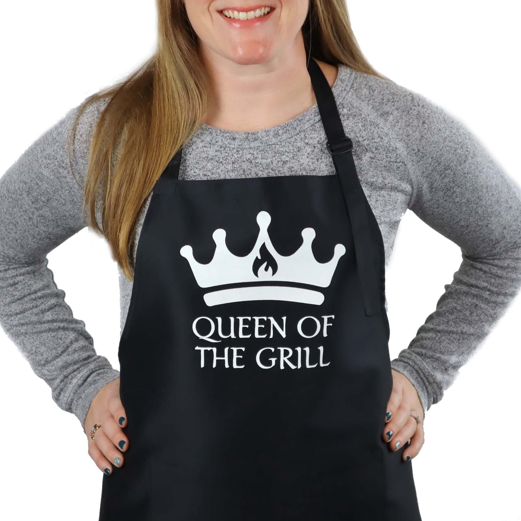 GuyAprons Queen Of The Grill Apron, Funny Apron for Women, BBQ Grill Apron, Funny Apron for Moms