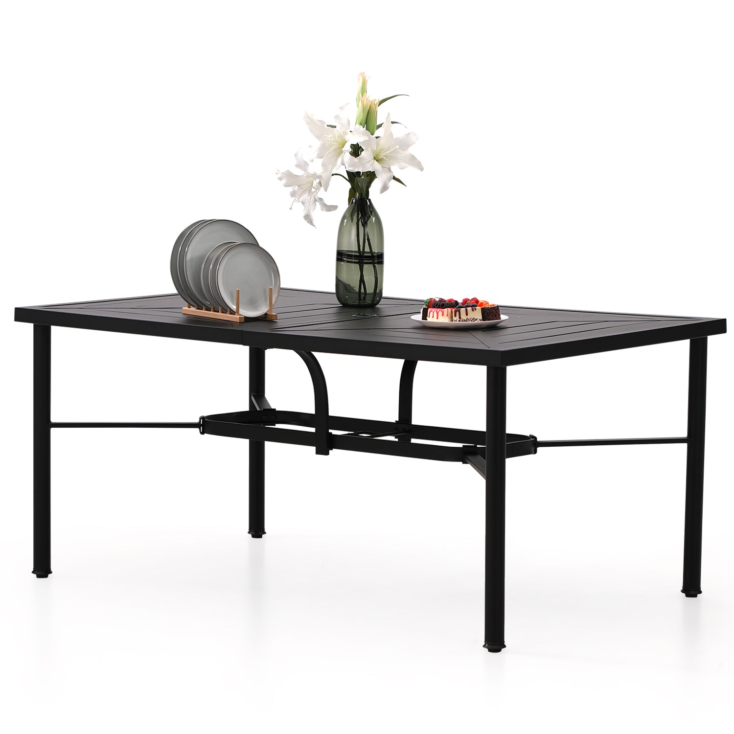 6 seater steel dining table