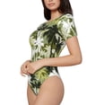 thumbnail image 2 of The Xecao Hawaii Palms Women's Crew Neck Body Suit, a short-sleeved bodysuit and basic swimsuit, both comfort and style for dating and daily life, 2 of 9