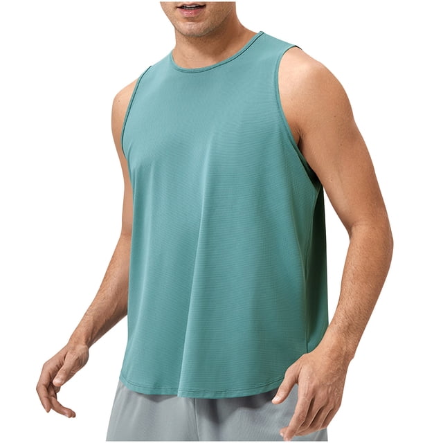 Hyknon Tank Tops Men Solid Color Breathable Sports Top Sleeveless Quick Drying Summer Fashion Soft Breathable Loose Fitting Pullover Workout Tops