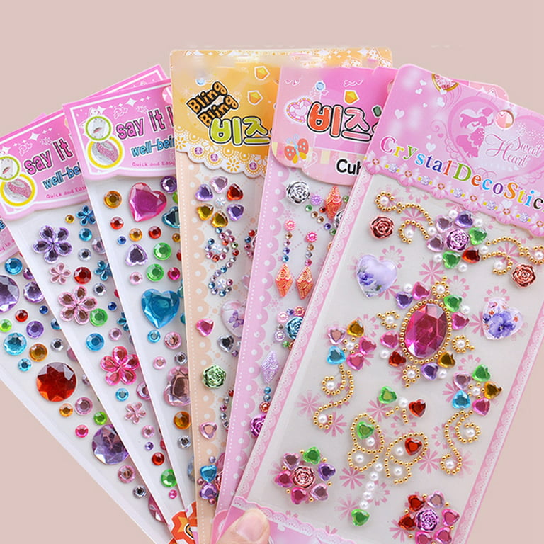 Sparkly Self-Adhesive 3D Gems Stickers For Kids Girls Bling Craft