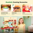 thumbnail image 5 of Alpha Joy 87Pcs Pretend Play Kitchen 38.59Inch Large Interactive Toy Sets for Kids w/Realistic Sounds & Lights, Microwave Oven, Range Hood, Faucet, Cooking Stove, Sink, Red, 5 of 10