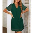 thumbnail image 1 of Vestido con ribete de encaje de manga corta con cuello en V,Vestido de encaje de manga corta con cuello en V para mujer Vestido de encaje de manga corta con cuello en V Rendimiento de gama alta, 1 of 5