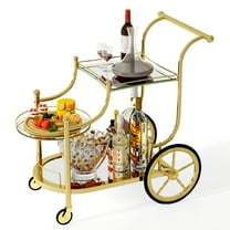 Gymax 3-Tier Home Bar Serving Cart on Wheels w/ Mirrored Shelves for Kitchen