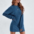 thumbnail image 2 of DHFJKG Sweater Dress For Women Solid Color Round Neck Long Sleeve Loose Fit Mini Dress Casual Versatile Dresses, 2 of 7