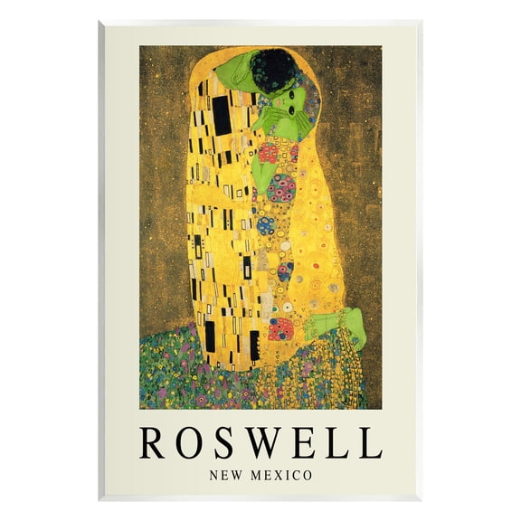 Stupell Industries Funny Roswell NM Alien Klimt Travel & Places Painting Unframed Art Print Wall Art