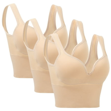 

ZMHEGW 3 Pieces Womens Sports Bra No Wire Comfort Sleep Bra Plus Size Workout Activity Bras With Non Removable Pads Shaping Bra
