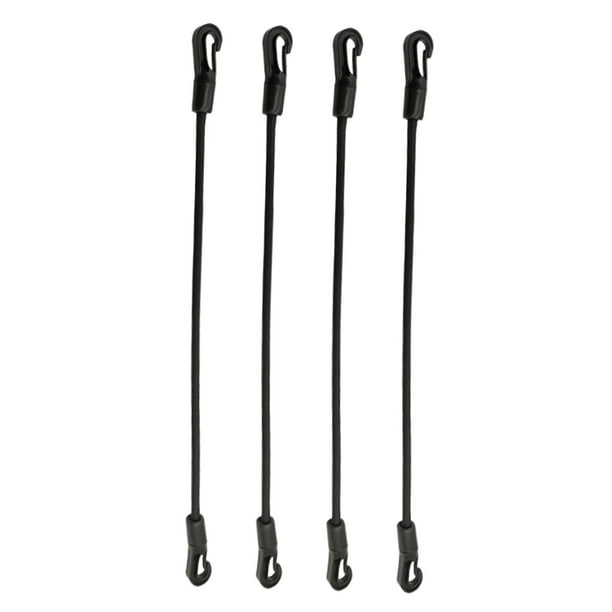 Paquete de 4 cuerdas elásticas con ganchos y mosquetón, correas elásticas para exteriores para bicicleta Longitud 90cm