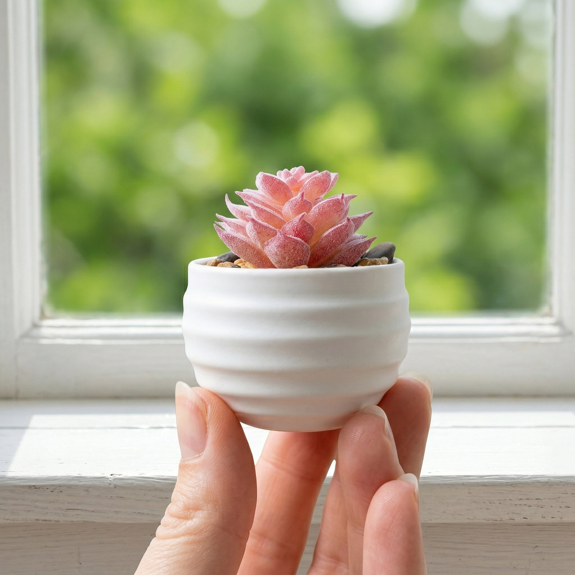 Unique Bargains Artificial Succulent Small Faux Greenery Spiky Tower Dark Pink 3.14in