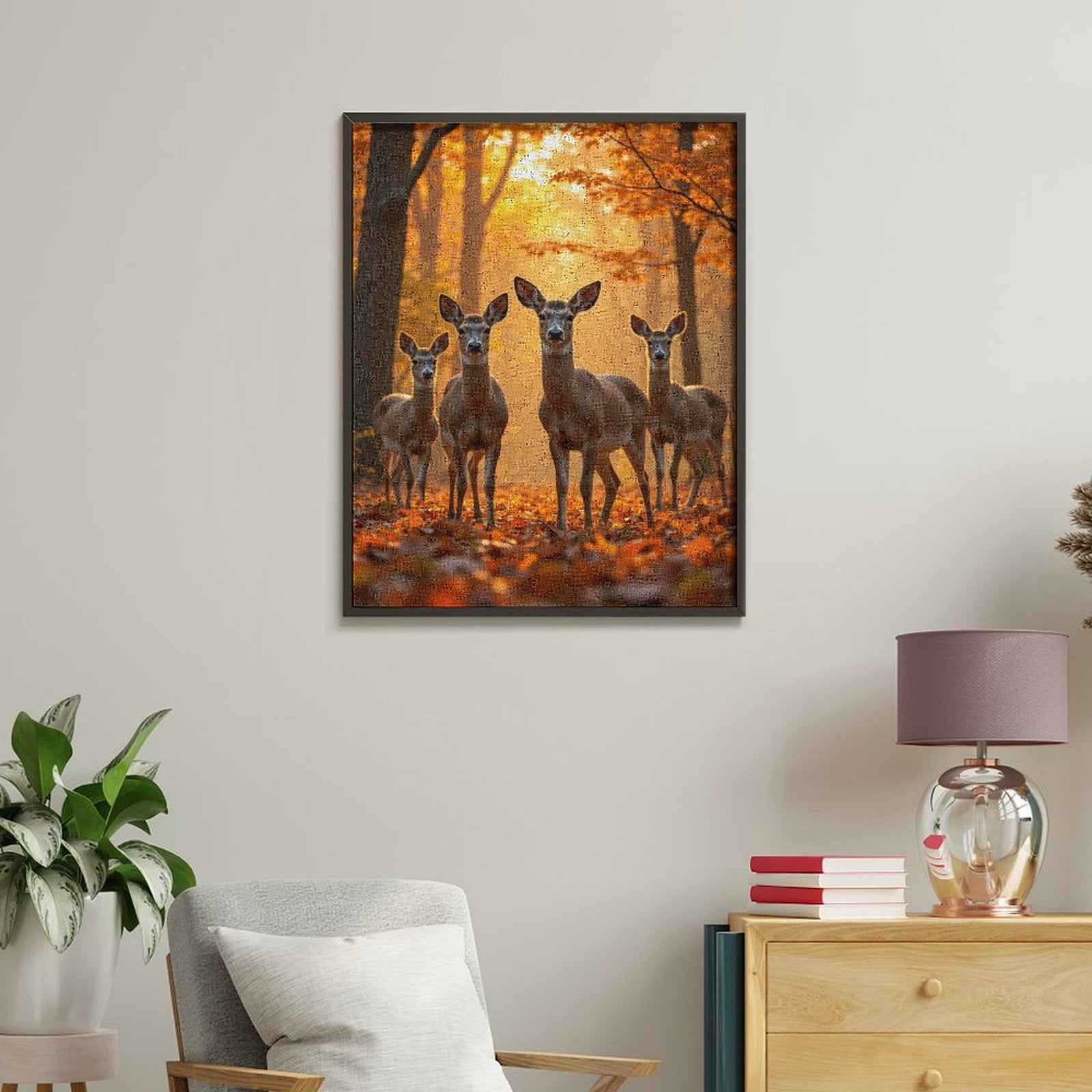 Paint by Numbers Kit for Adults, Deer In Autumn Forest Light Paint by Numbers, Easy Paint by Numbers Kit for Adults Beginner, DIY Adult Paint by Number Kits on Canvas, Home Decor