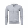 thumbnail image 2 of Fesfesfes Blouse Shirt for Men Multi Button Long Sleeve T-Shirt Stand Collar Sports Long Sleeve Stand-up Collar Blouse & Shirt, 2 of 7