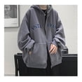 thumbnail image 4 of Sudadera con Capucha y Cremallera para Hombre Primavera Otoño Moda Vintage Informal Suelta con Estampado de Letras Sudadera con Capucha con Dibujo para Hombre Gris Claro XL, 4 of 8