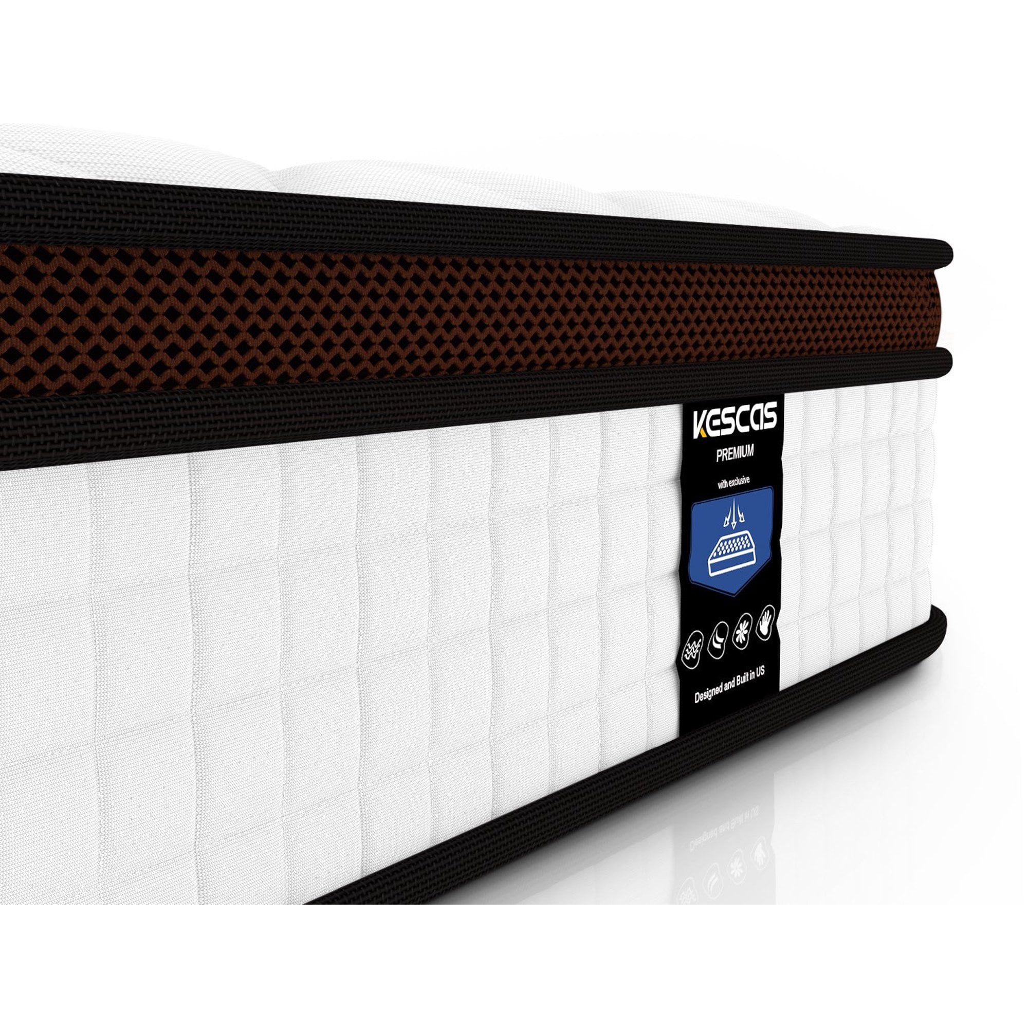 Kescas 10 Inch Hybrid Mattress Twin, Medium Firm Innersprings Mattress for Motion Isolation, Pressure Relieving