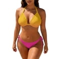 thumbnail image 2 of Womens Bikini Swimsuits, Swimsuit Bikini, Two Piece Swimsuit for Women, Two Piece Triangle Bikini Sets for Women String Bathing Suit Halter Top With Side Tie Bikini Bottom, Saffron 3XL, 2 of 5