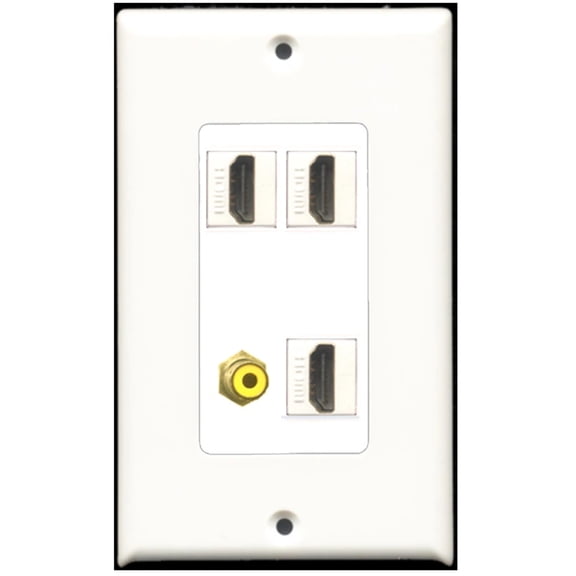 Ultra Spec Cables 3 Port HDMI 1 Port RCA Yellow Wall Plate DecorZ
