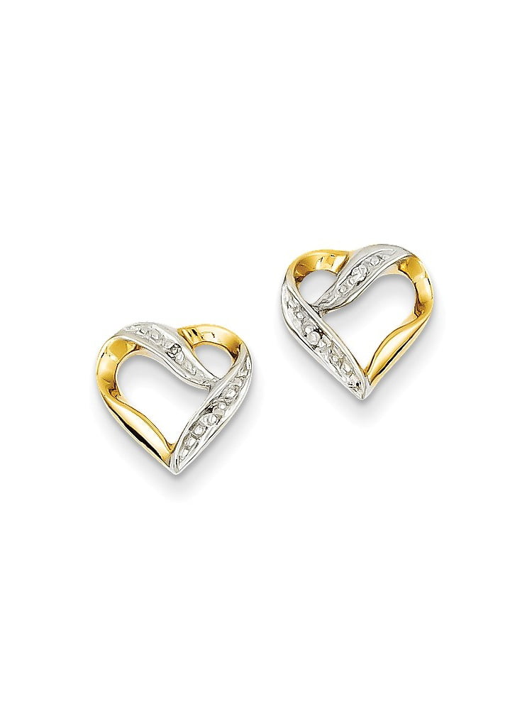 Details about   14k & Rhodium Marquise Diamond Heart Post Earrings 
