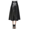 thumbnail image 6 of Curuila Womens Leather Skirts High Waist Solid Color Casual Fashion A Line Long Skirt Black Size L, 6 of 8