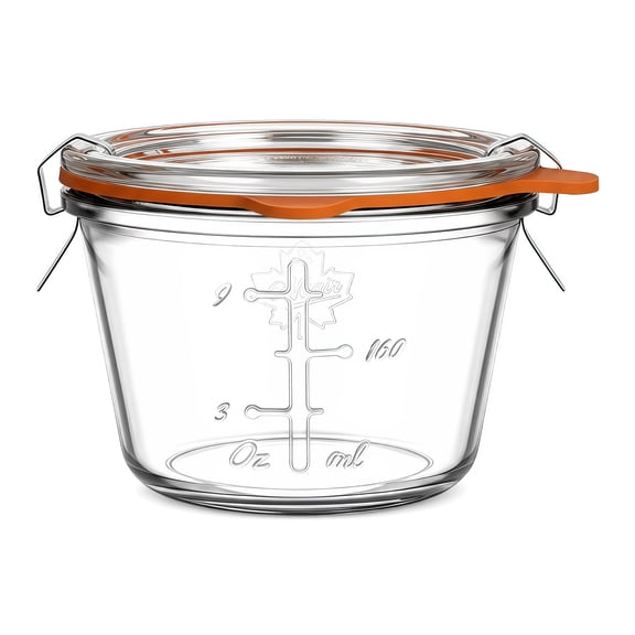 Sourdough Starter Jar, 12 oz Wide Mouth Glass Sourdough Jar with Airtight Glass Lid, Plastic Lid and Gasket, Starter Jar for Fermentation, Bread Baking and Food Storage, 1 Pack