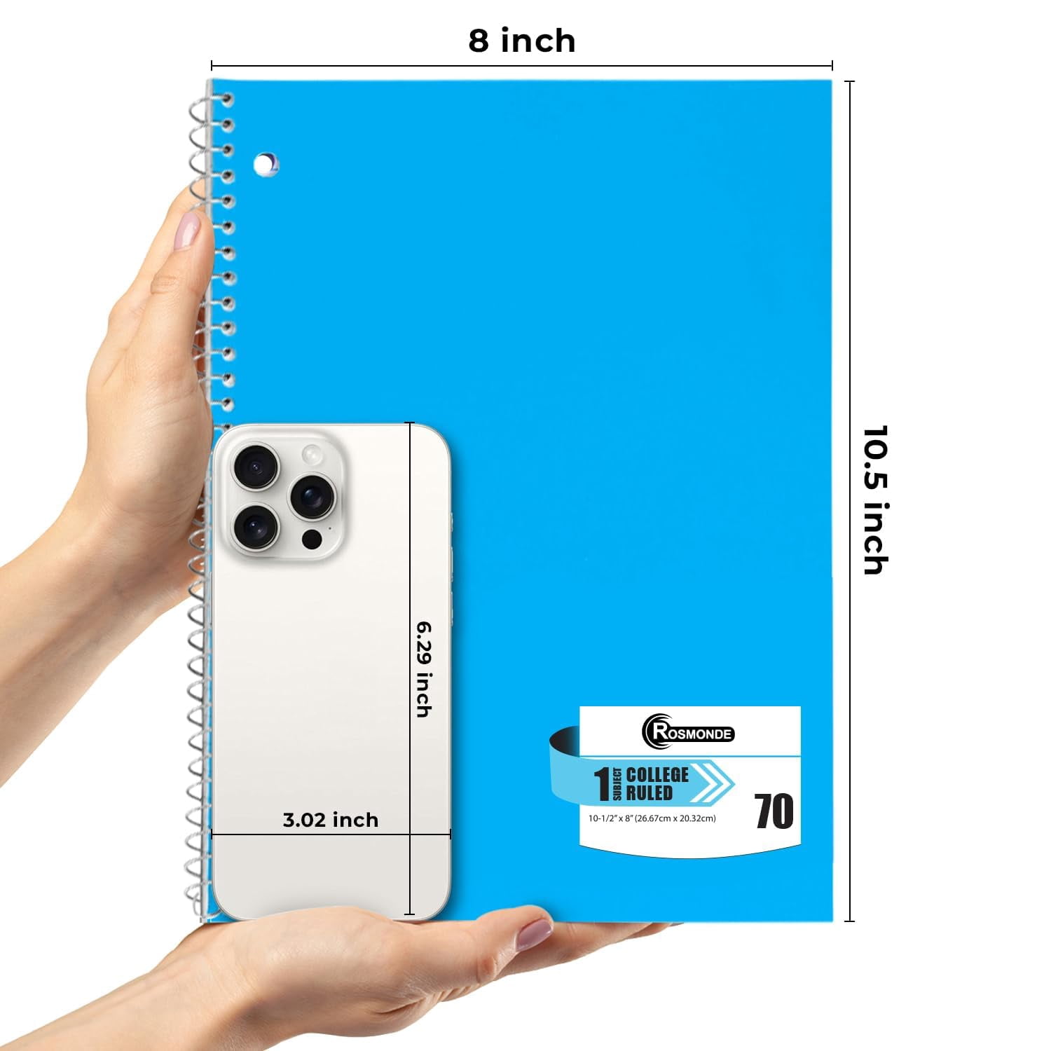 Rosmonde Spiral Notebooks Bulk Pallet, 5000 Pack, 1 Subject, College Ruled, 70 Sheets (140 Pages), 8 x 10.5 in, Bulk Spiral Notebooks for School Districts & Office, 4–7 Day Transit