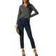 thumbnail image 2 of INSPIRAR CHIC Ropa de dormir para mujeres, camiseta de cuello en V, de canalé, para estar en casa, de manga larga, color gris, 2 of 6
