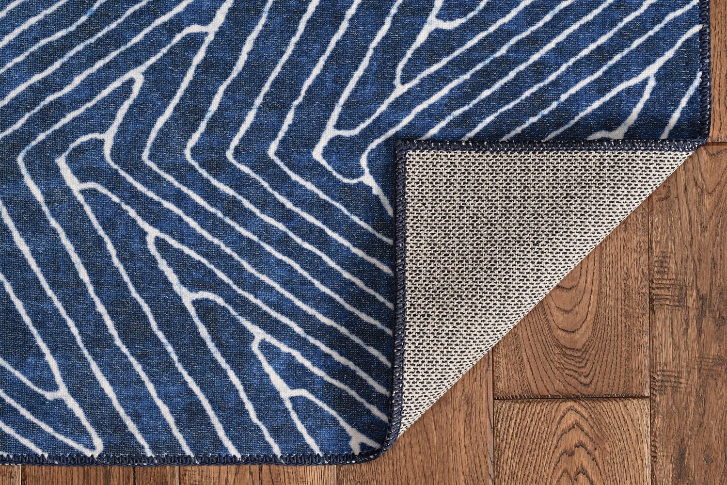 Tapis d'appoint lavable Fuller 3 pi x 5 pi bleu et ivoire