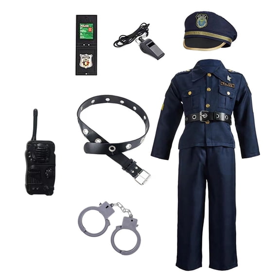 Police Costume for Kids, Role Play Dress-Up Set for 3 - 10 Years Old-Navy Blue
