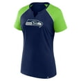 thumbnail image 2 of Women's Fanatics College Navy/Neon Green Seattle Seahawks Glittered Primary Raglan T-Shirt, 2 of 3
