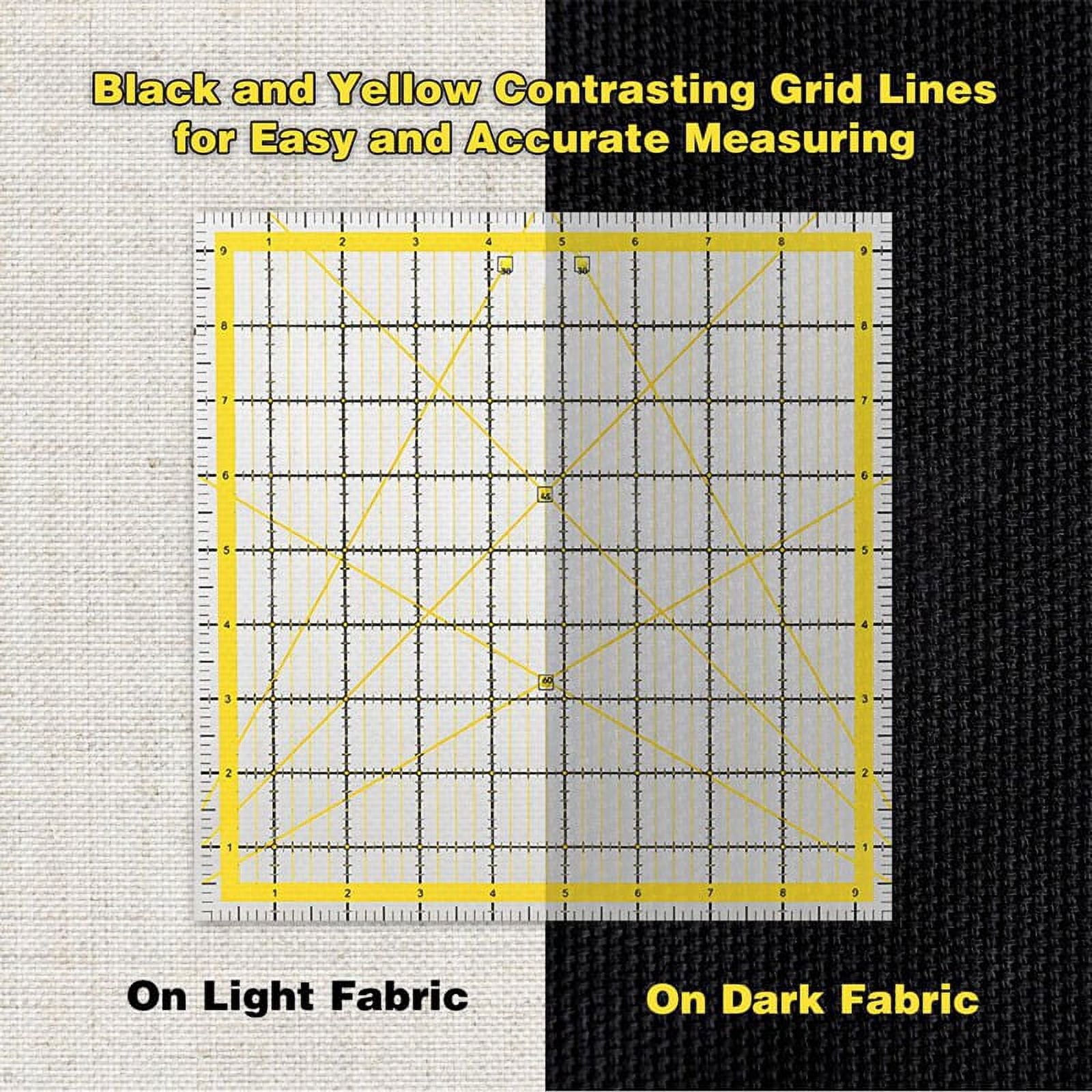 Acrylic Quilting Ruler Set with Double-Colored Grid Lines, Clear Mark Square Ruler Quilting Templates for Sewing,Drawing,6 x quilting rulers 50 x non slip rings