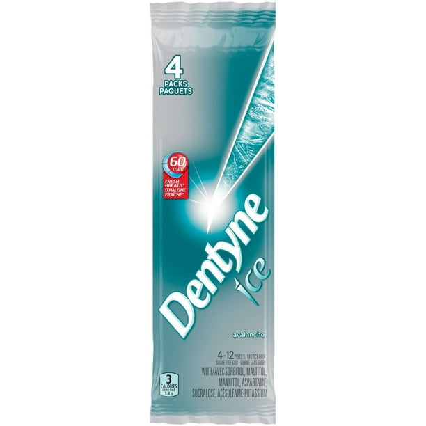Dentyne Ice Avalanche, gomme sans sucre, 4 paquets (12 morceaux par paquet) 48 count