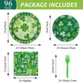 thumbnail image 2 of 96 Pcs St. Patrick’s Day Tableware Set Lucky Green Shamrock Paper Plates and Napkins Forks Irish Festival Party Supplies for 24 Guests, 2 of 6