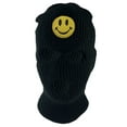 Gravity Threads Smiley Face Beanie - Embroidered Smile Design, One Size Fits Most, Cozy Cuffed Beanie