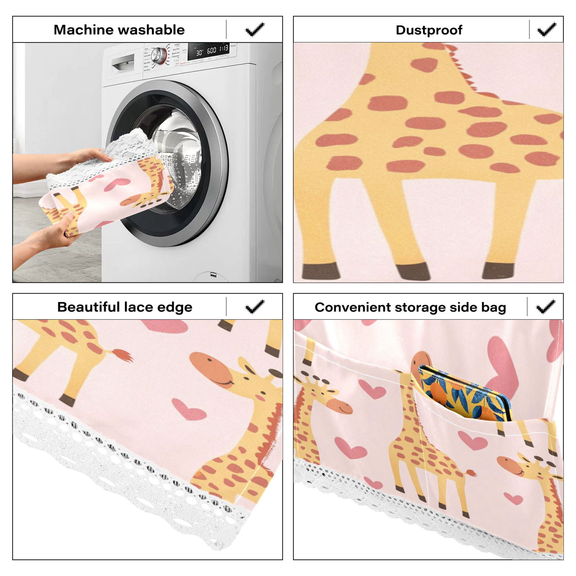 WOBOGO Adorable Cartoon Giraffes Heart Pattern Washing Machine Cloth Dryer Refrigerator Top Cover Protective Non-Slip Mat For Kitchen Laundry