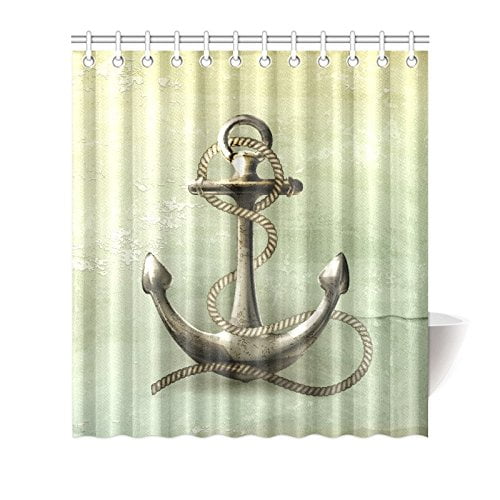 MKHERT Retro Vintage Nautical Anchor Waterproof Shower Curtain Decor