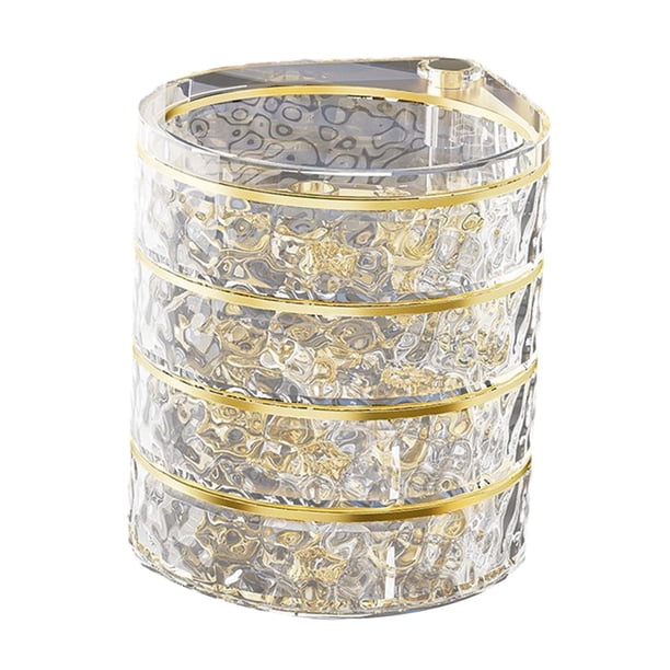 Joyero multicapa, organizador de joyas con rotación de 360 degree, elegante y versátil. claro