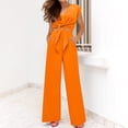 thumbnail image 6 of Two Piece Lounge Set Dressy Clothing Sets Lace-Up Crop Top with Wide Leg Pant Casual 2 Piece Outfits, 6 of 9
